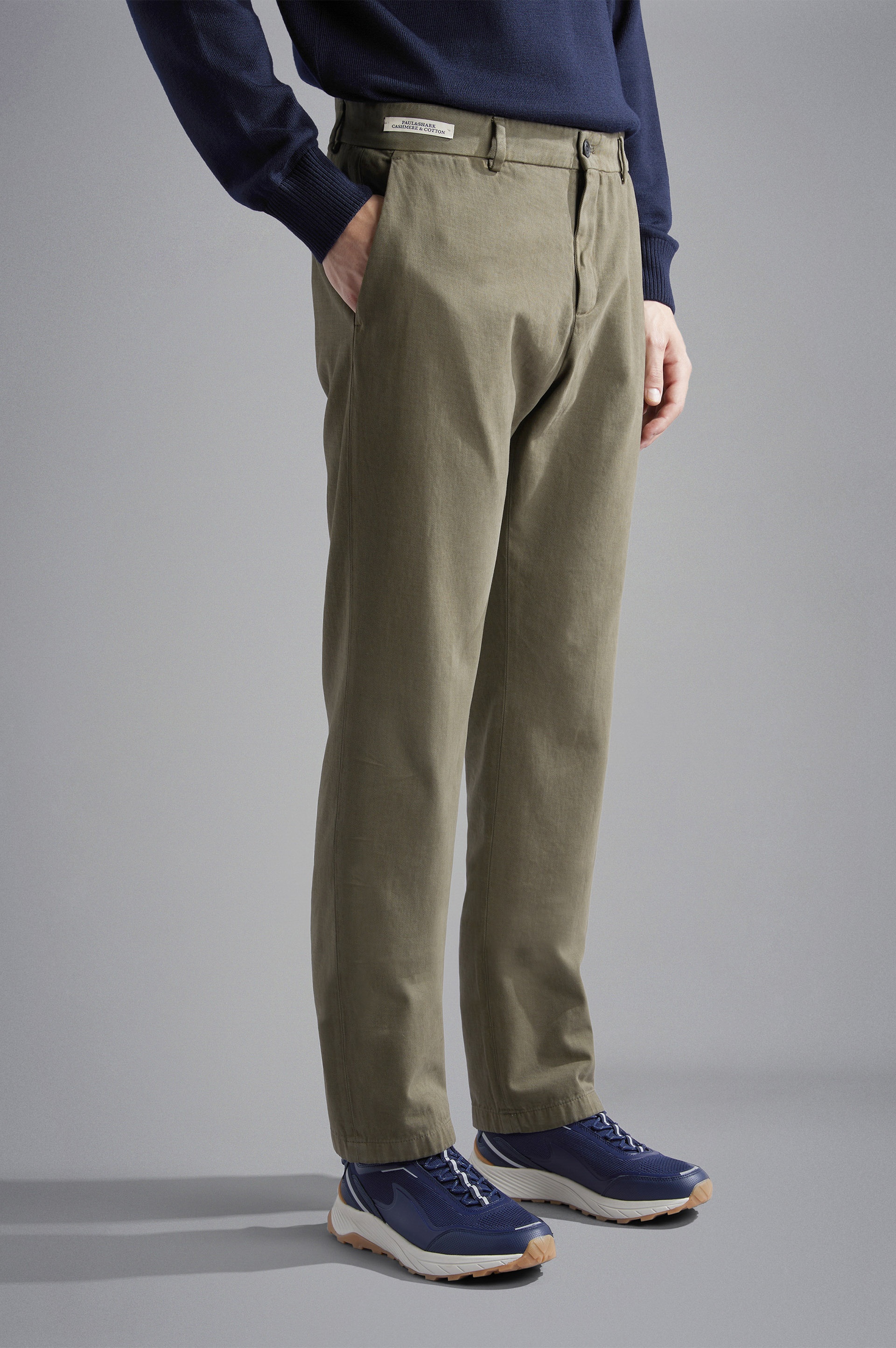 CASHMERE AND COTTON CHINO TROUSERS - 7