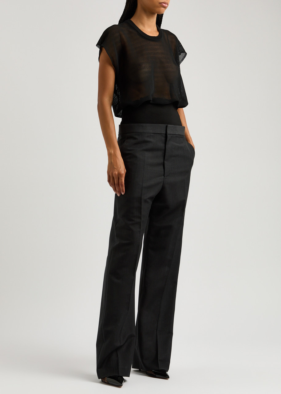Ribbed sheer cotton-blend bodysuit - 4
