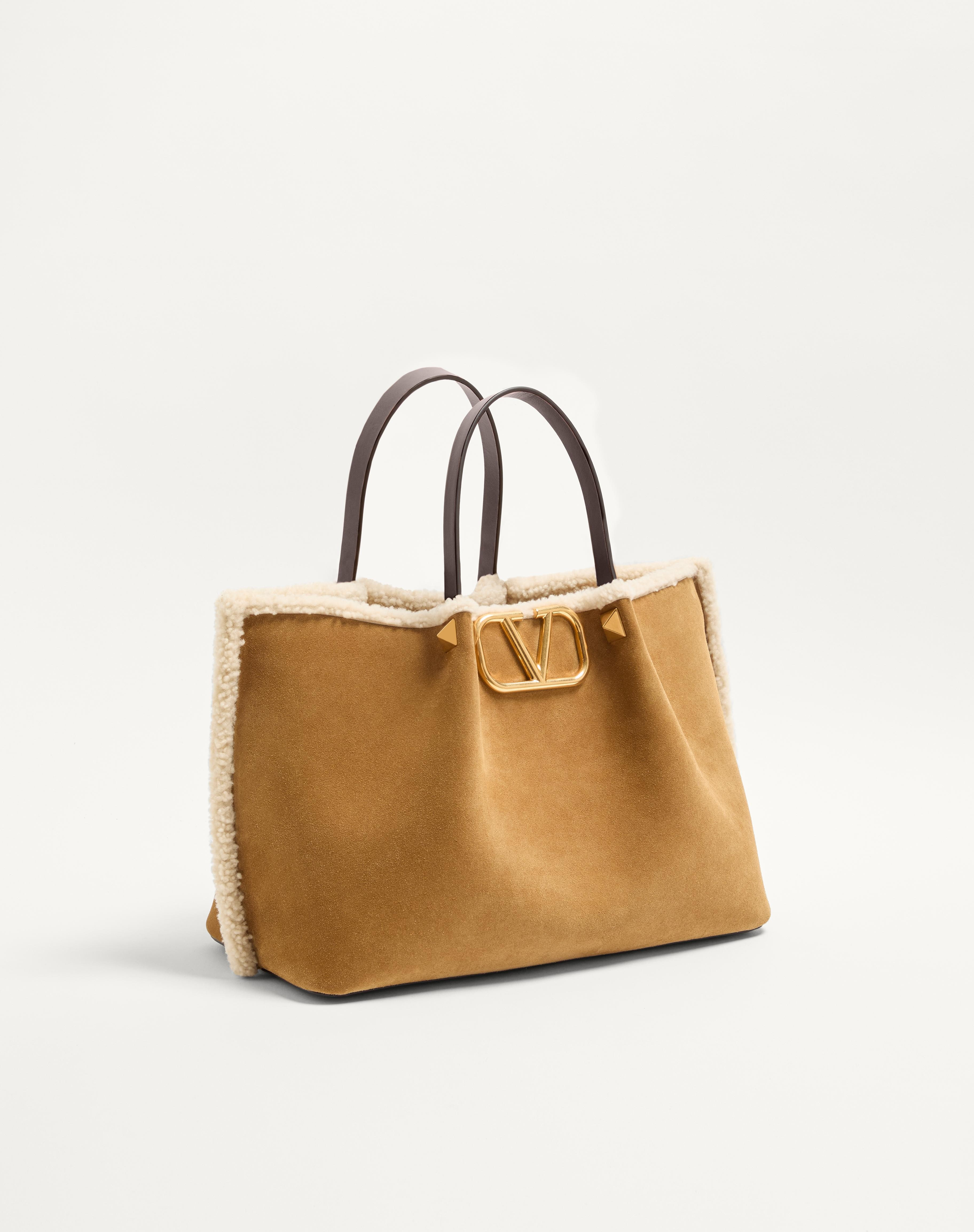 VALENTINO GARAVANI MEDIUM SUEDE SHOPPING BAG WITH SHEEPSKIN LINING - 2