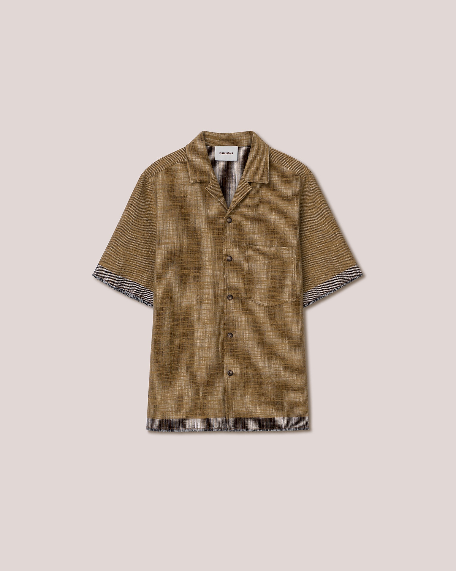 BODIL - 60’s pleat shirt - Khaki melange - 1