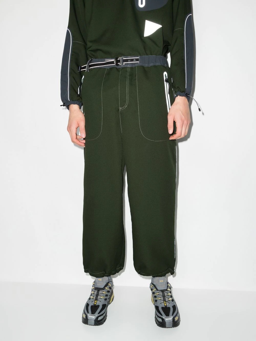 wide-leg belted track pants - 2