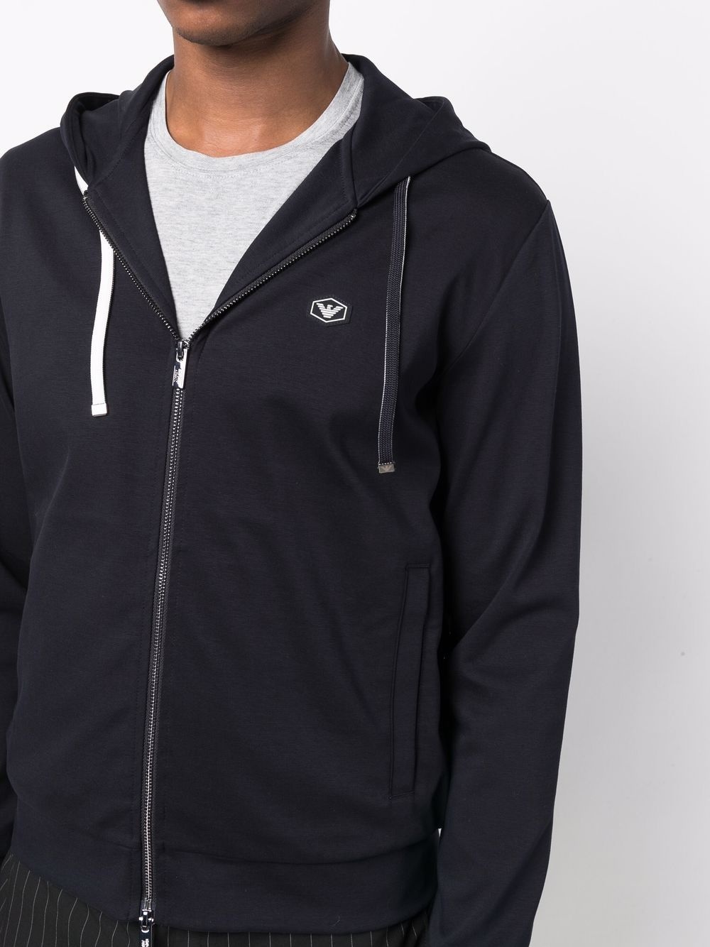logo-patch zip-up hoodie - 5