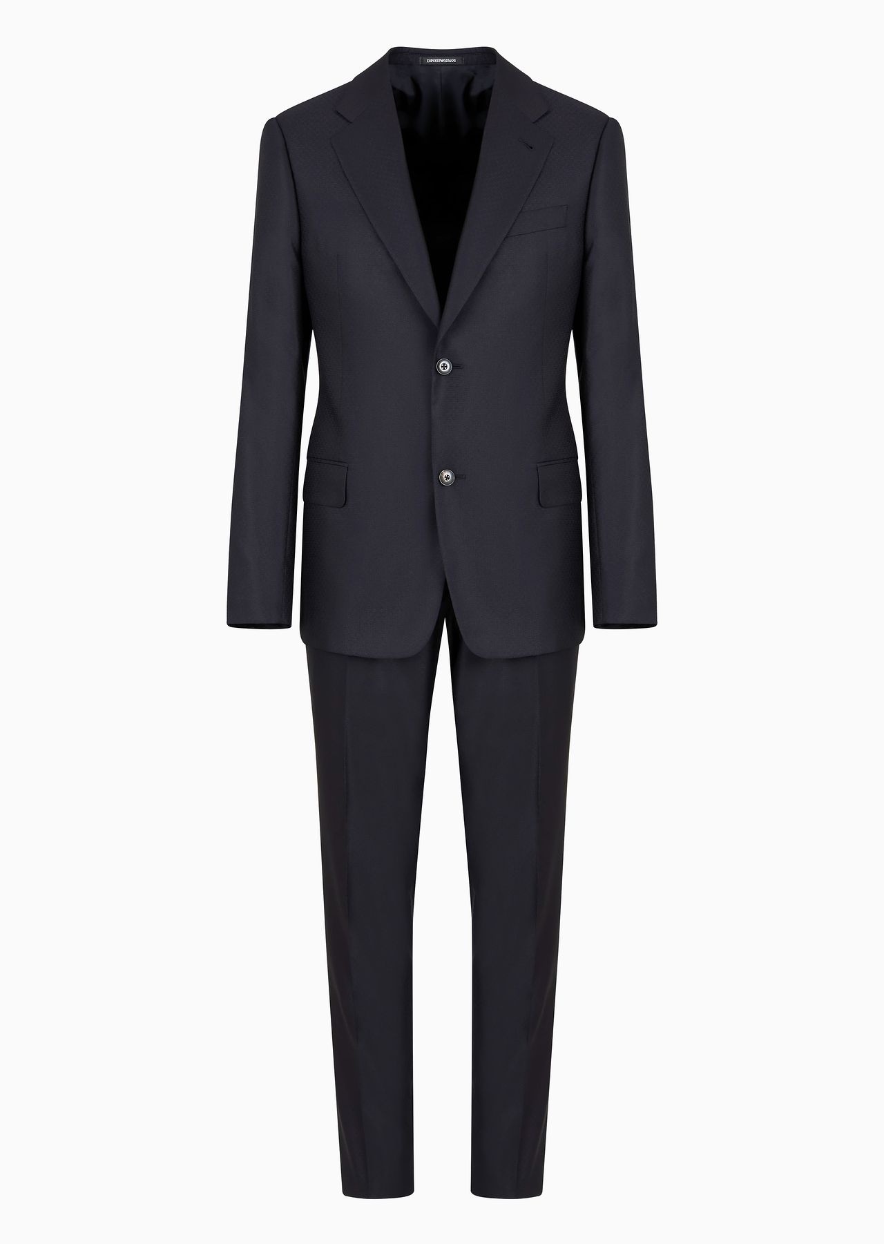 Single-breasted suit in a micro-effect jacquard wool and silk - 1