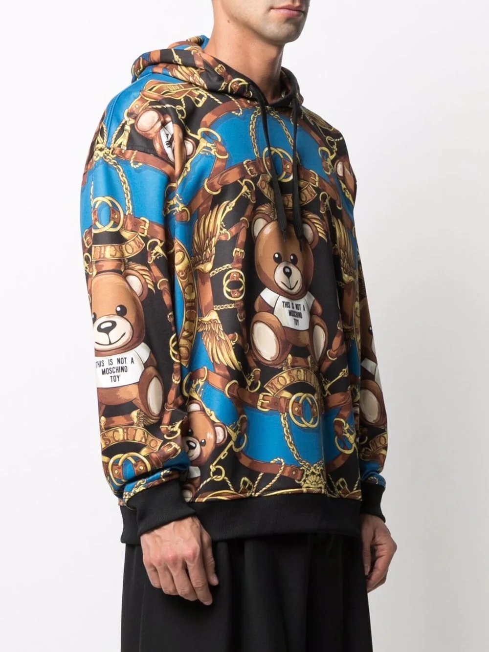 teddy-print long-sleeved hoodie - 3