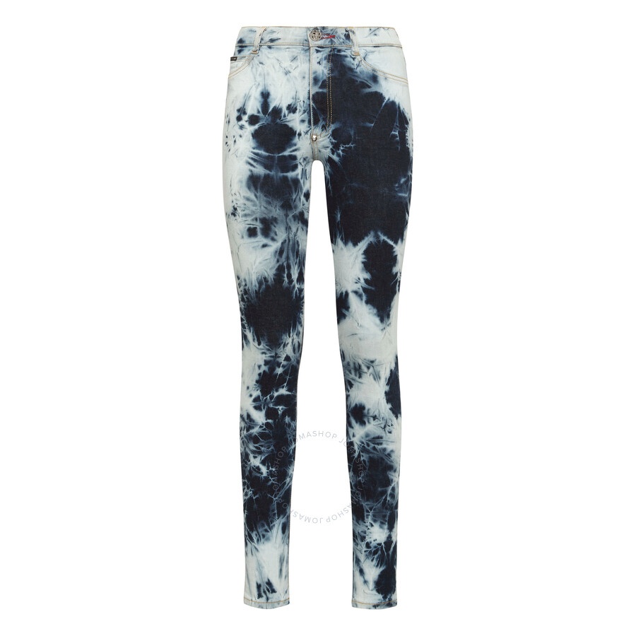 Philipp Plein Bleached Denim High-Waist Jeggings - 1