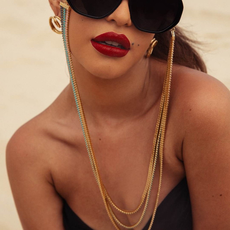 LINDA FARROW LINDA FARROW CRYSTAL CHAIN IN PINK GREEN AND BLUE outlook