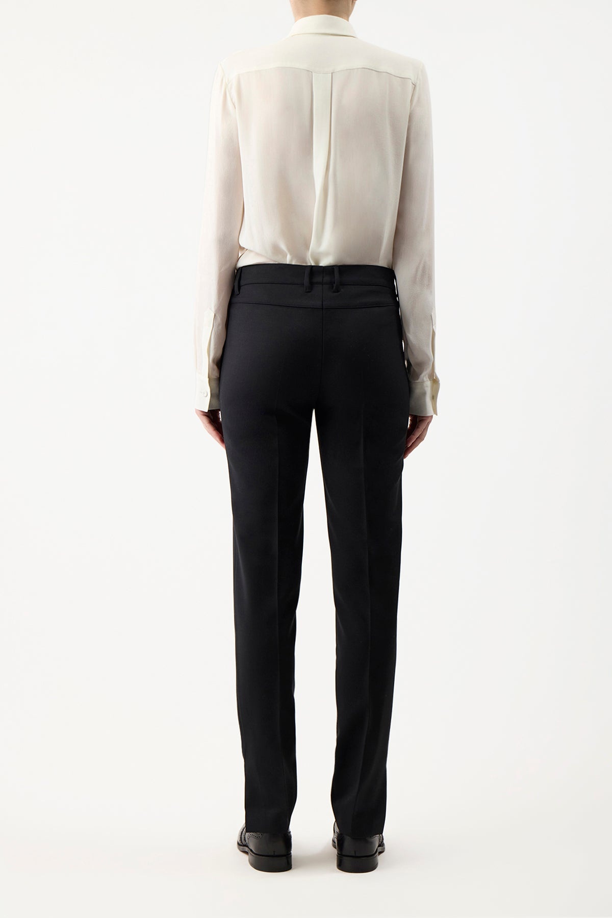 Henri Blouse in Ivory Silk Cashmere - 4