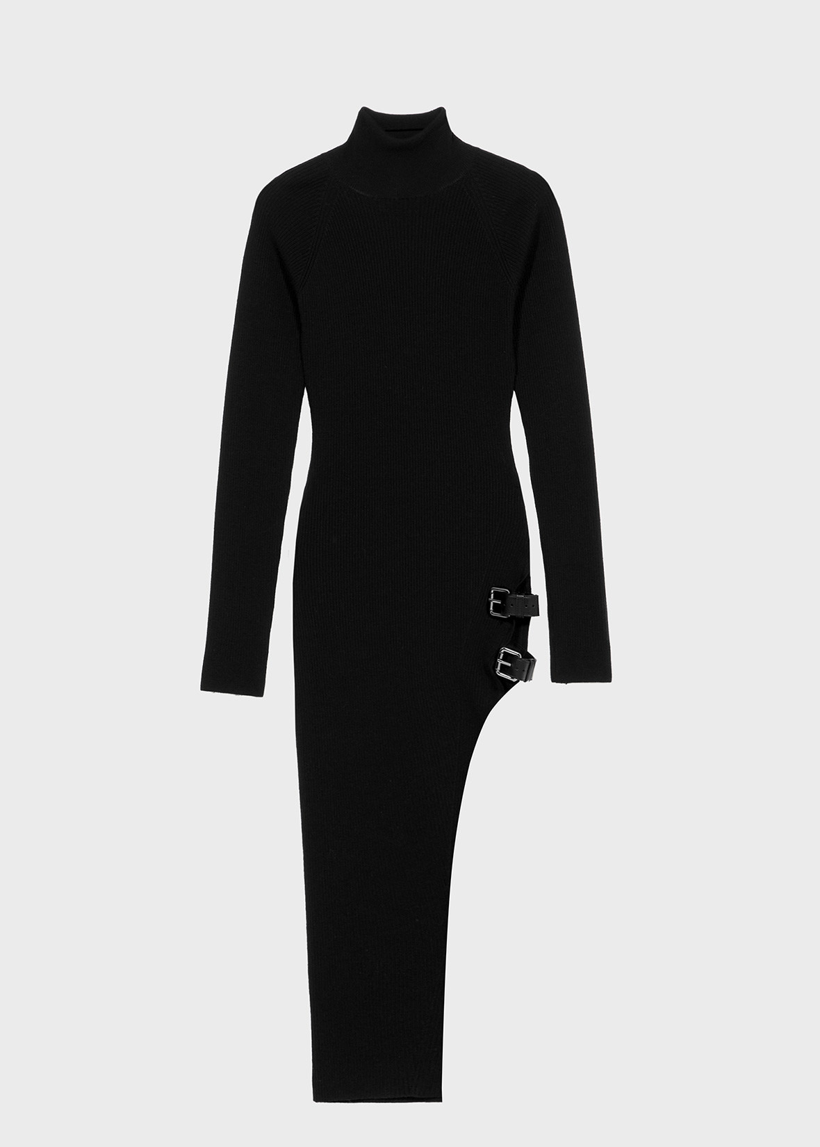 MIDI KNIT DRESS WITH BUCKLES - 1