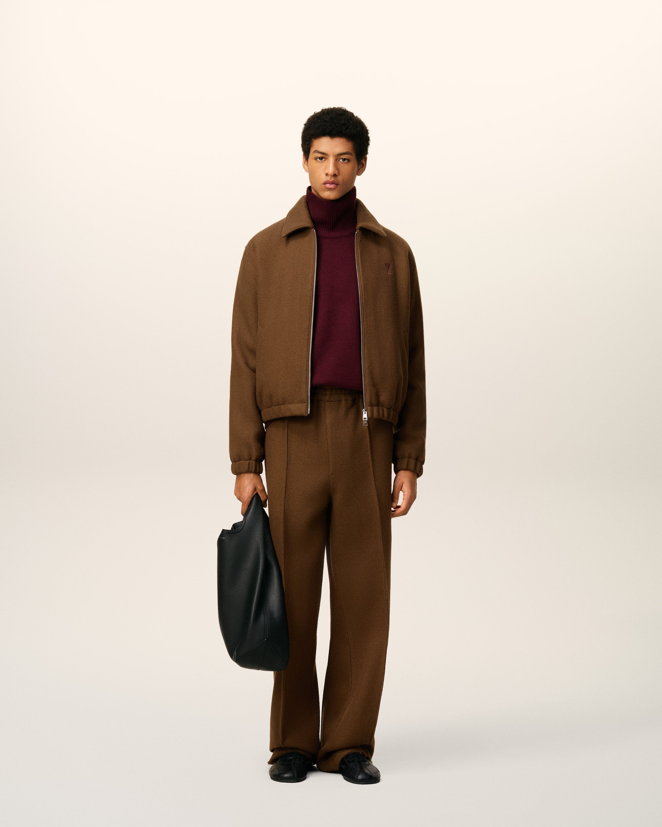 BROWN WOOL AMI DE COEUR ZIPPED JACKET - 2