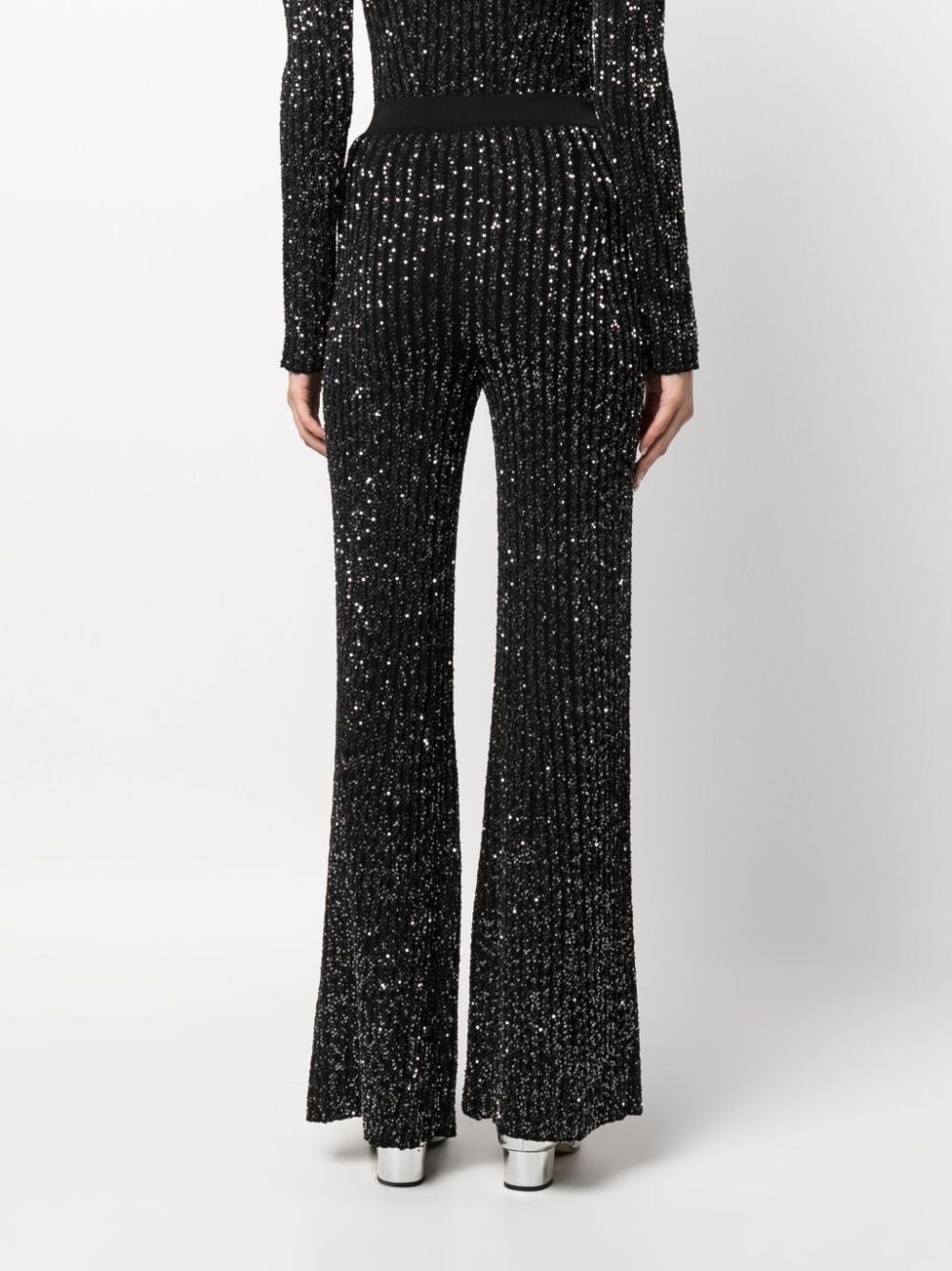 sequin-embellished ribbed-knit trousers - 4