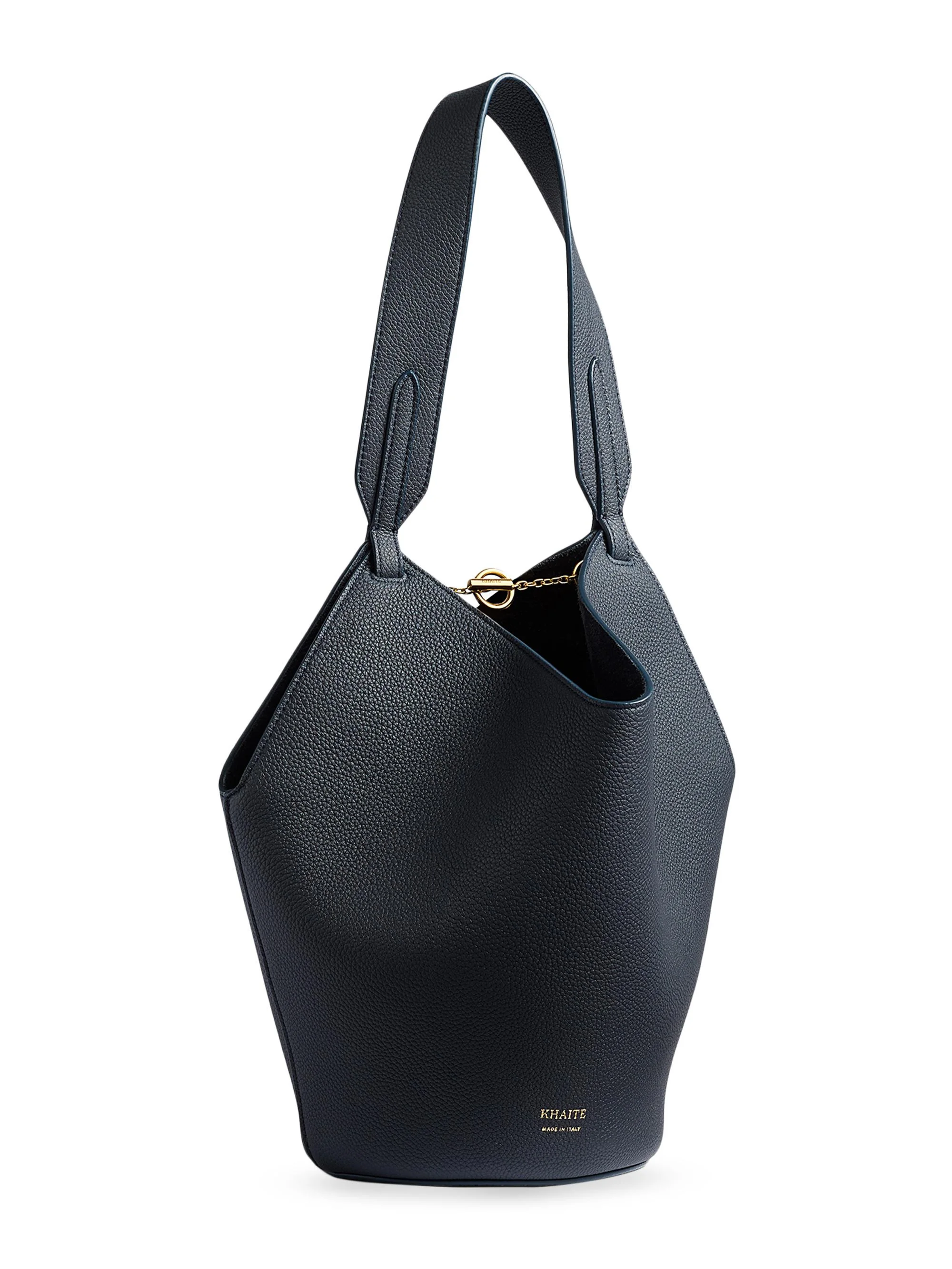 Women's Mini Lotus Leather Tote Bag - Midnight Navy - 1