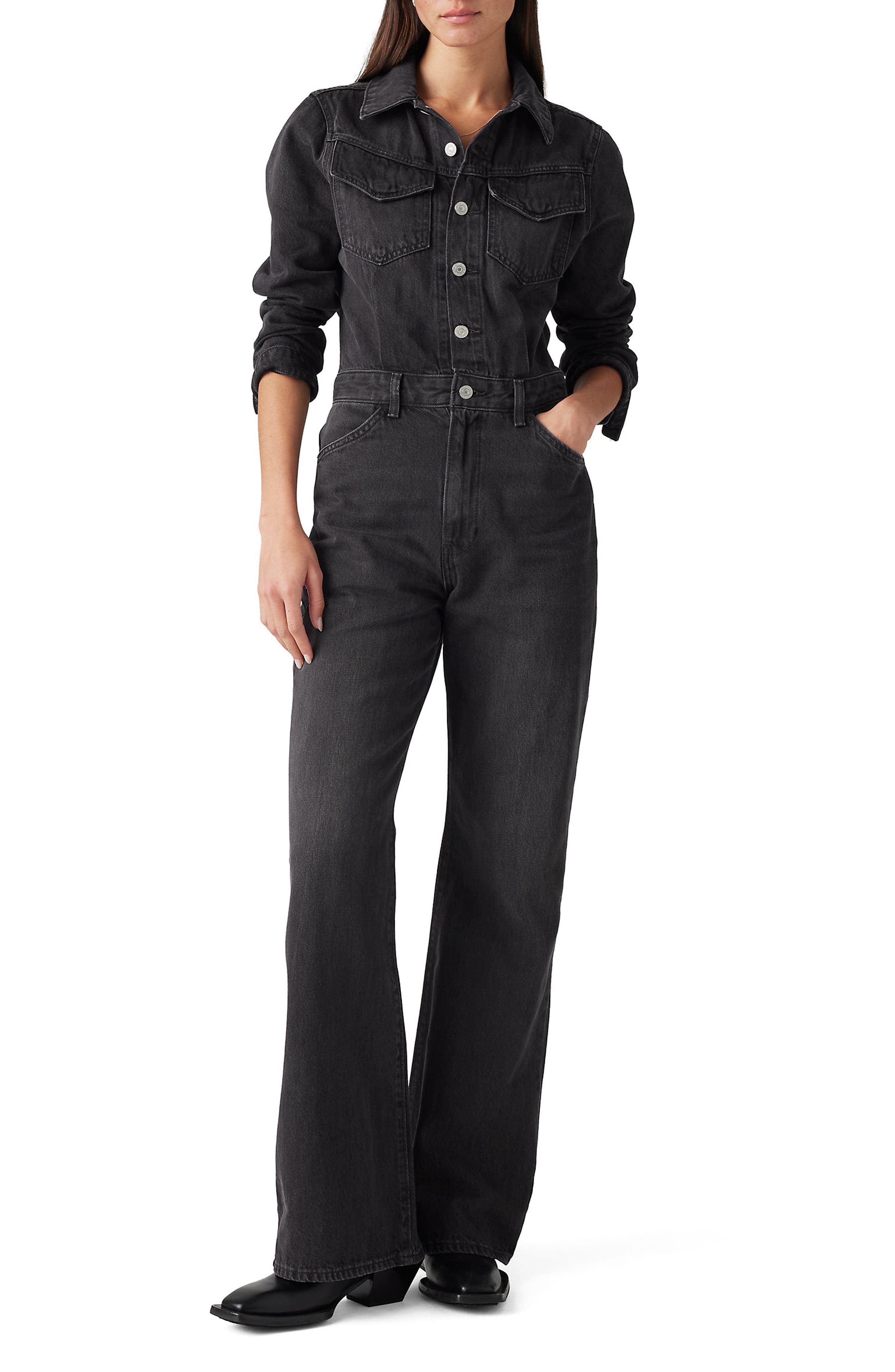 levi's Western Long Sleeve Denim Jumpsuit in Travel Suit at Nordstrom - 1