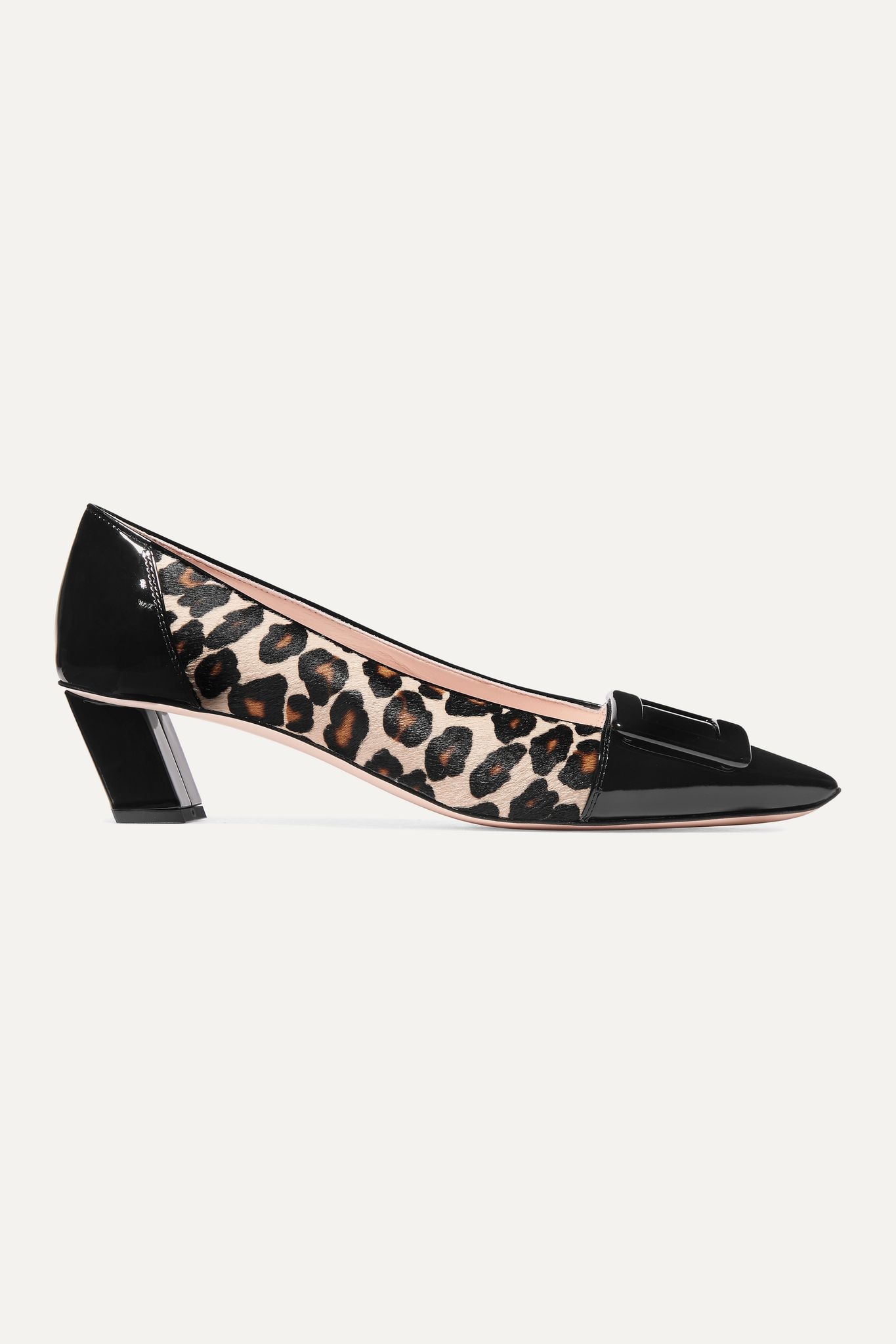 Belle Vivier Decollete leopard-print calf hair and patent-leather pumps - 1