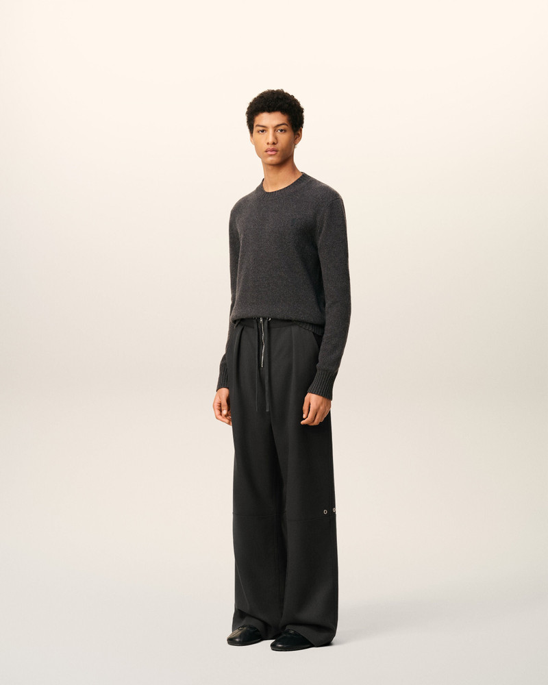 BLACK WOOL ZIPPED TROUSERS 6