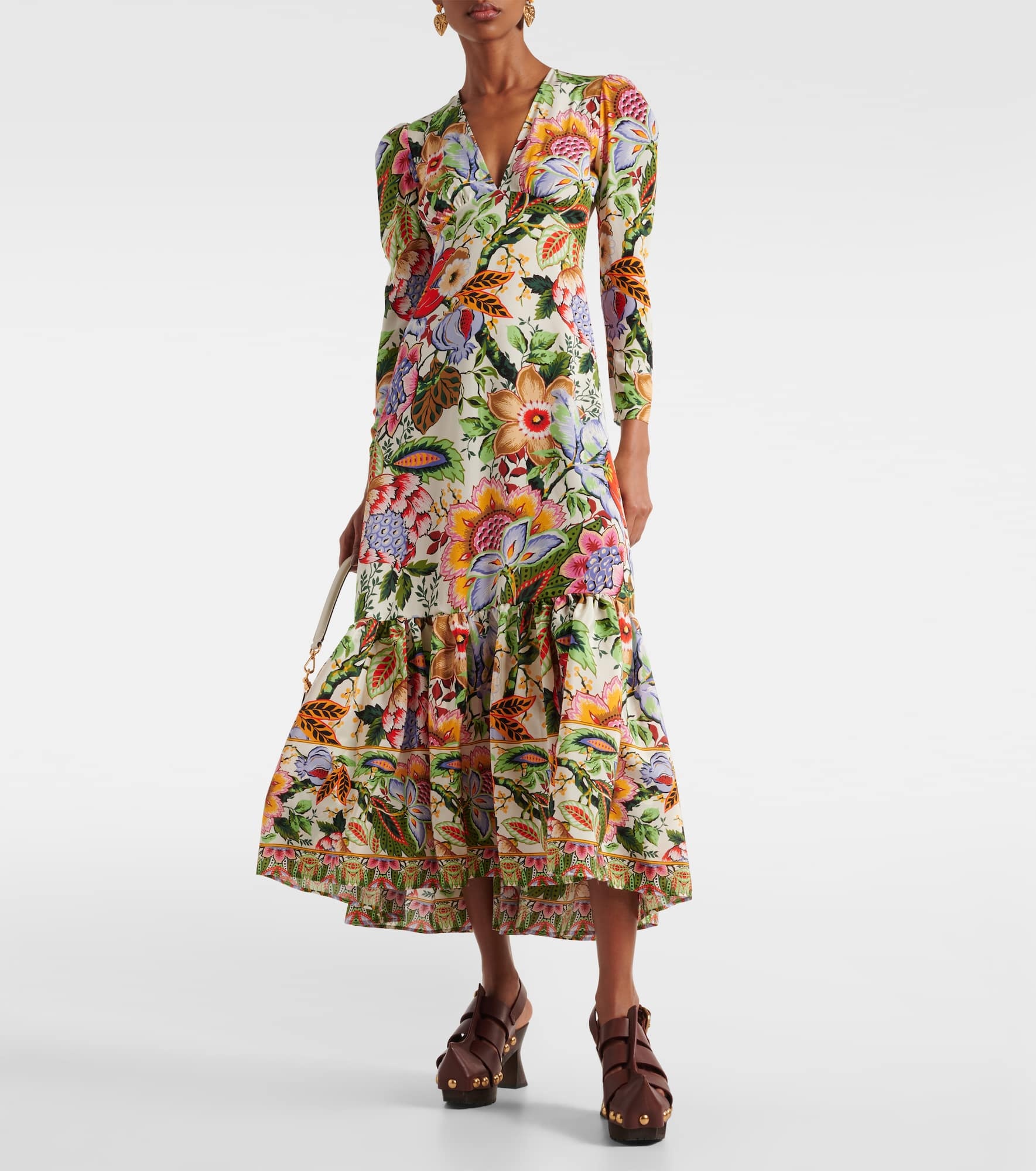 Floral silk midi dress - 2