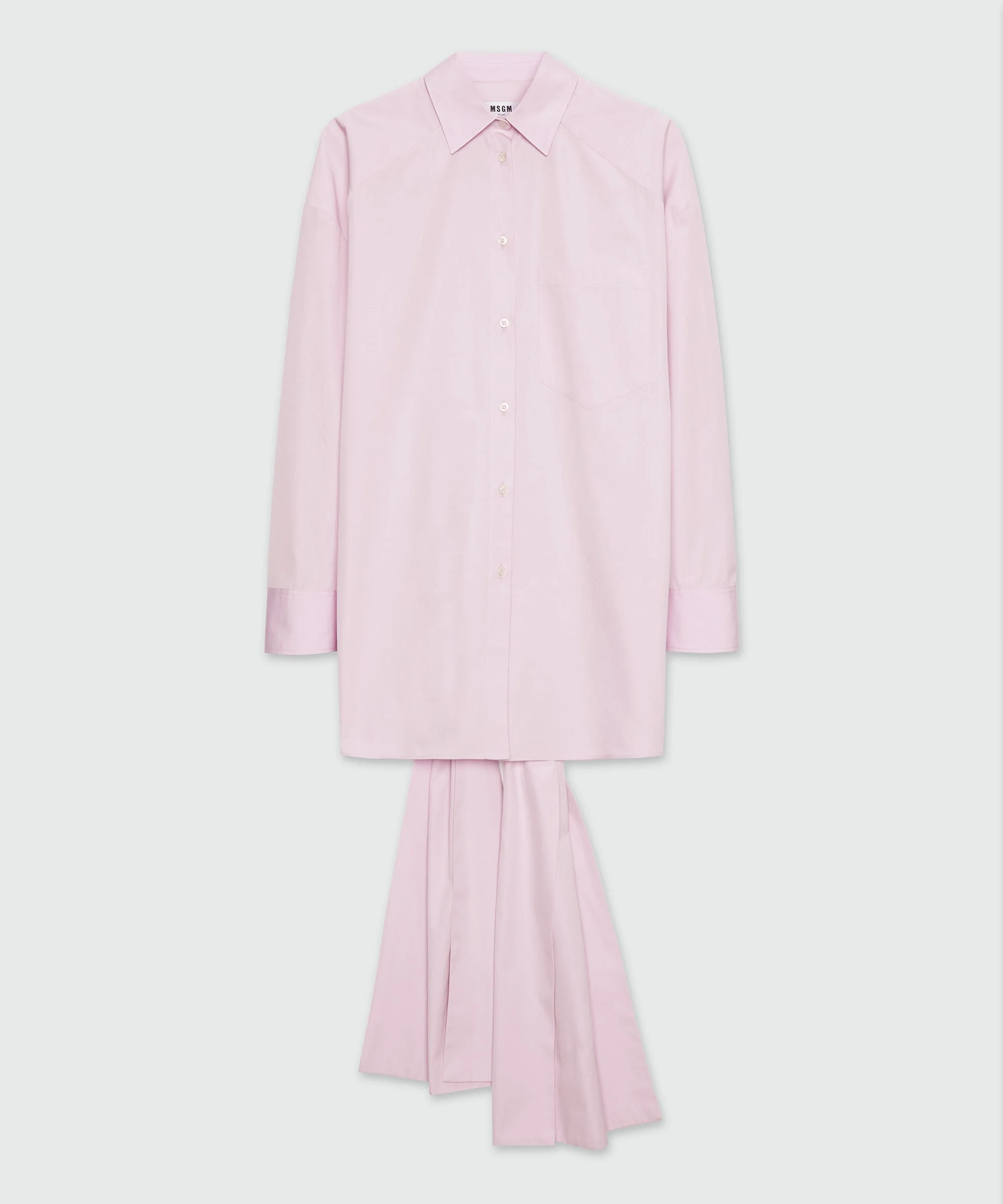 Pink poplin minidress with draped back - 1