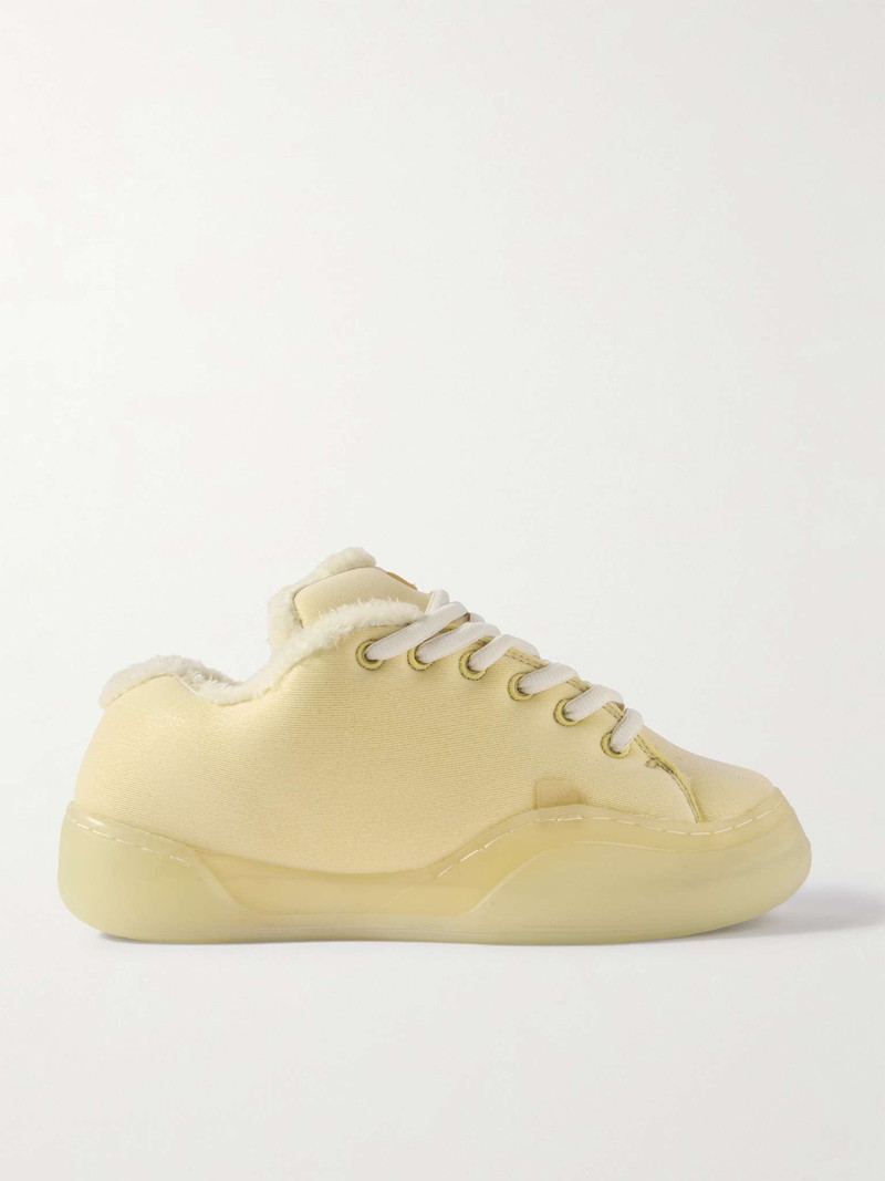 Vamp Faux Shearling-Lined Jersey Sneakers - 1
