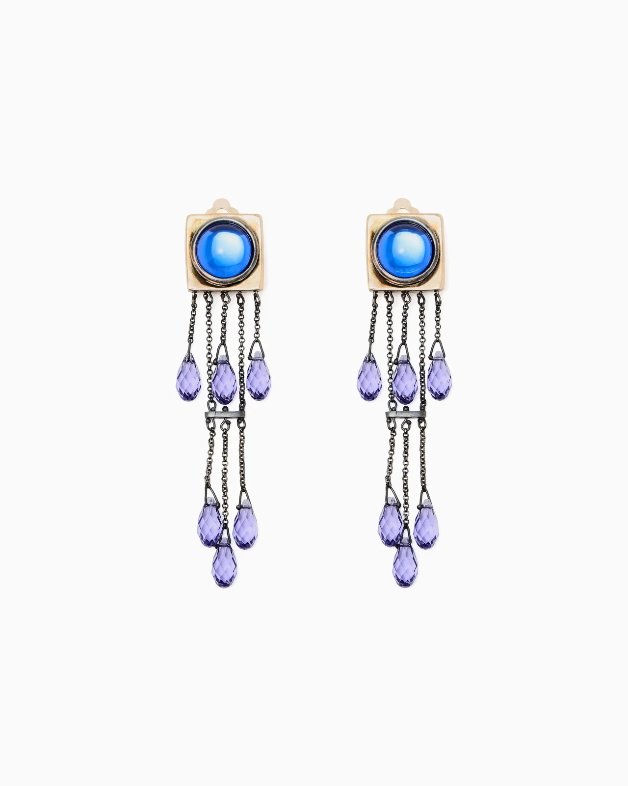 DANGLING EARRINGS WITH CHAINS AND SWAROVSKI DROPS - 1