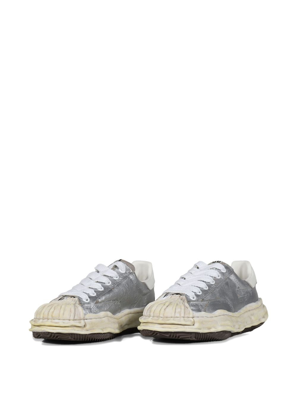 Blakey distressed-leather lace-up sneakers - 2