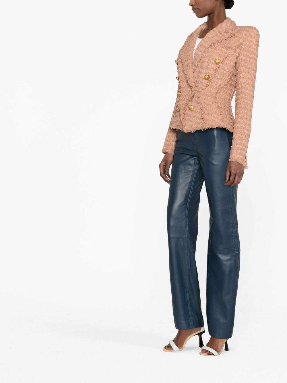 double-breasted tweed jacket - 3