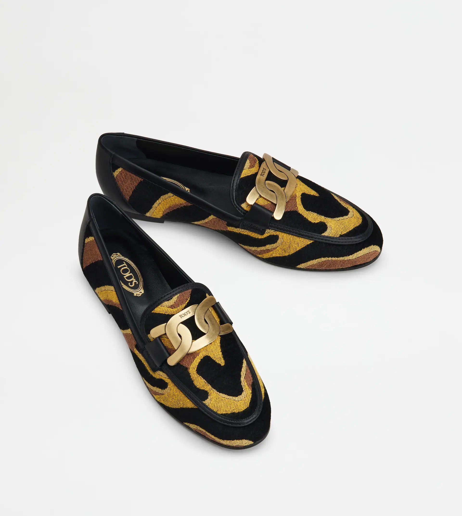 KATE LOAFERS IN FABRIC AND LEATHER - BLACK, YELLOW, BROWN - 3