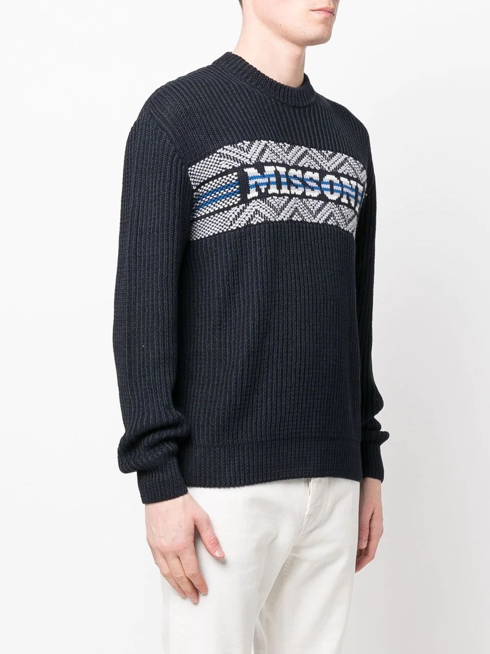 logo intarsia-knit ribbed jumper - 3