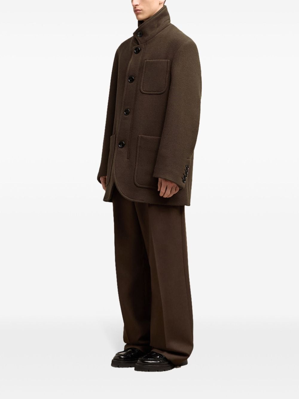 high-neck wool coat - 3