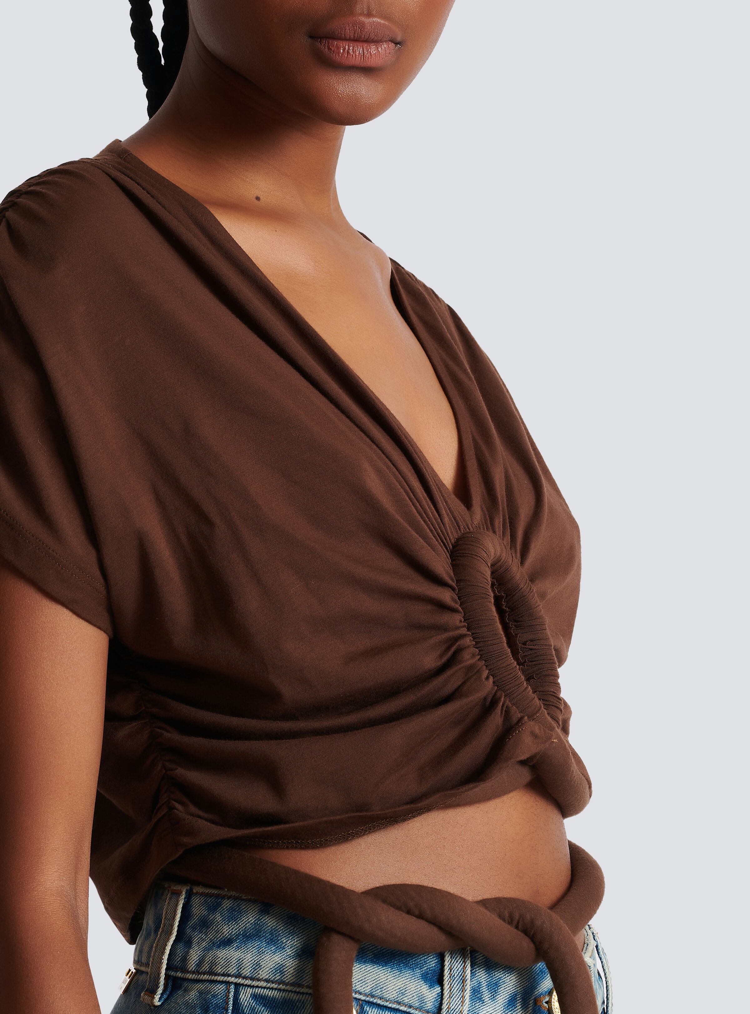 Draped jersey crop top - 9