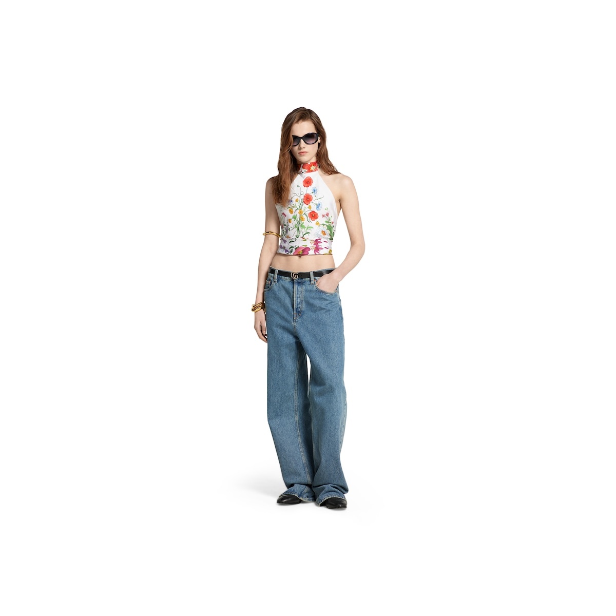 Self-tie silk twill halter top - 2
