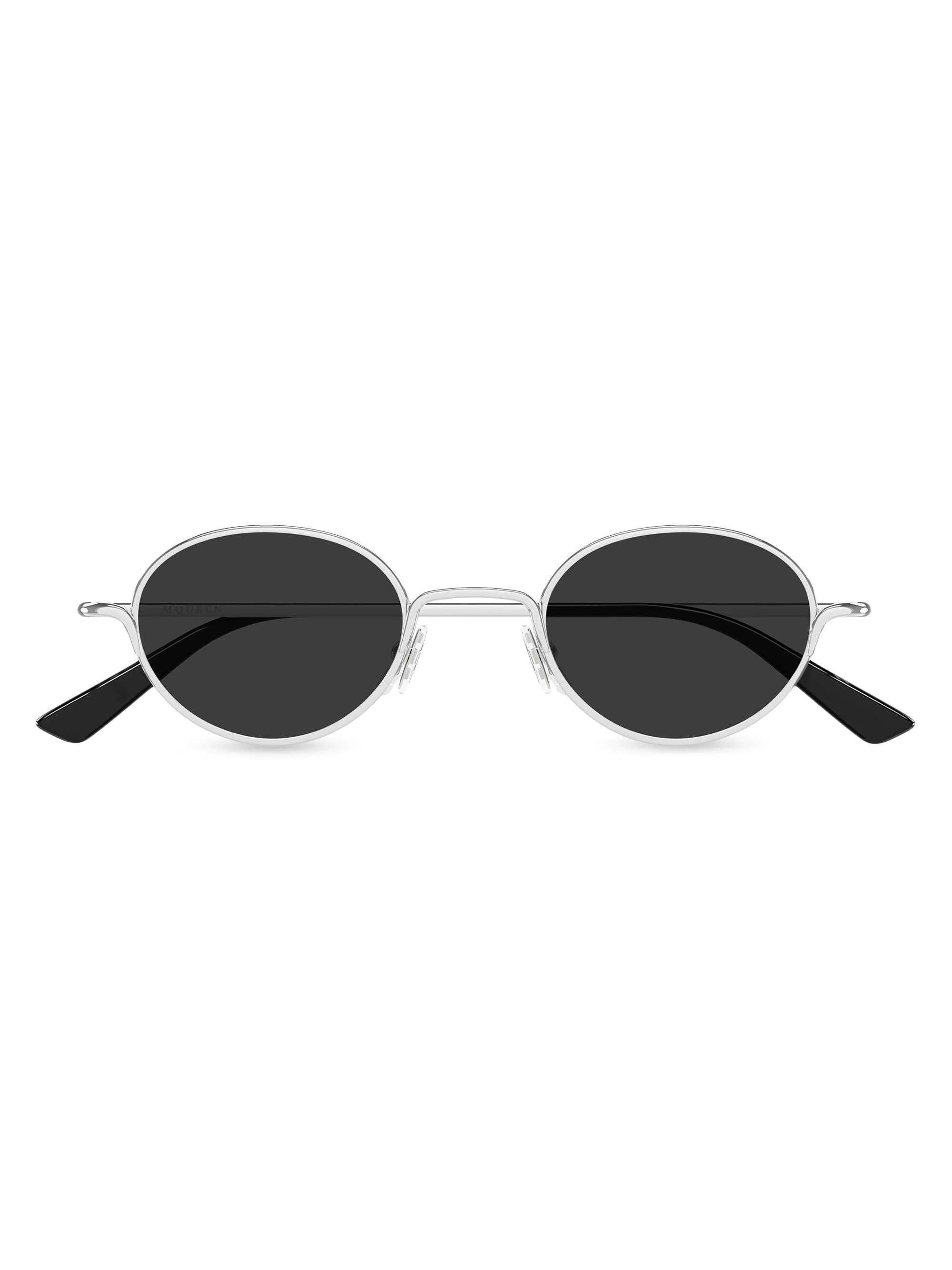 Men's Linear 45MM Oval Metal Sunglasses - Silver Black - 1