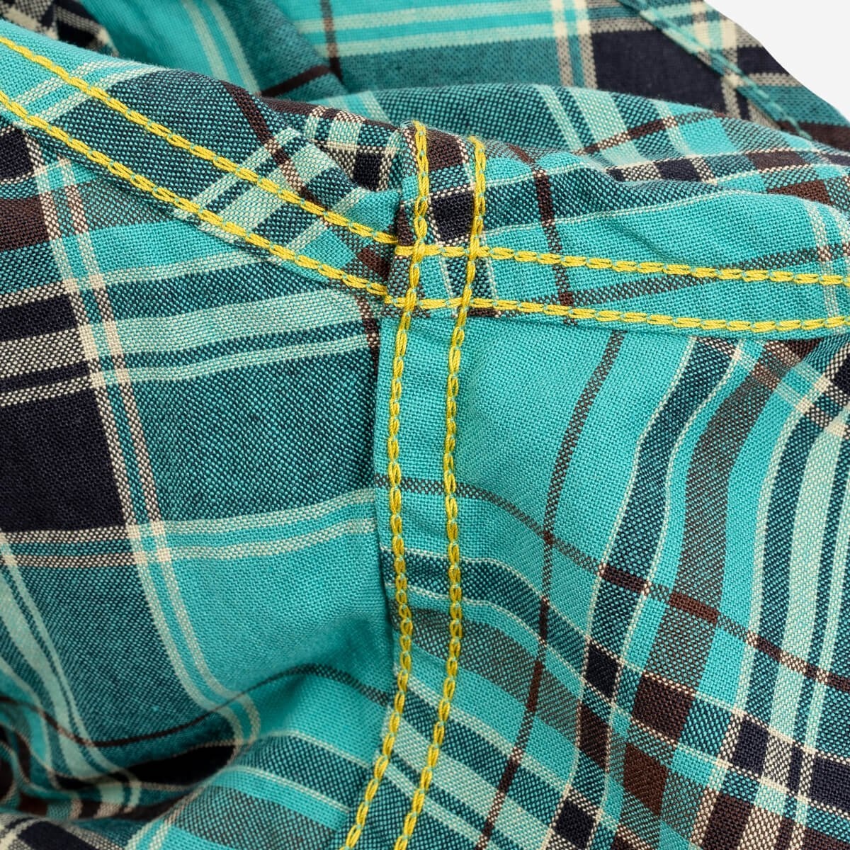 IHSH-360-GRN 5oz Selvedge Madras Check Short Sleeve Work Shirt - Green - 12