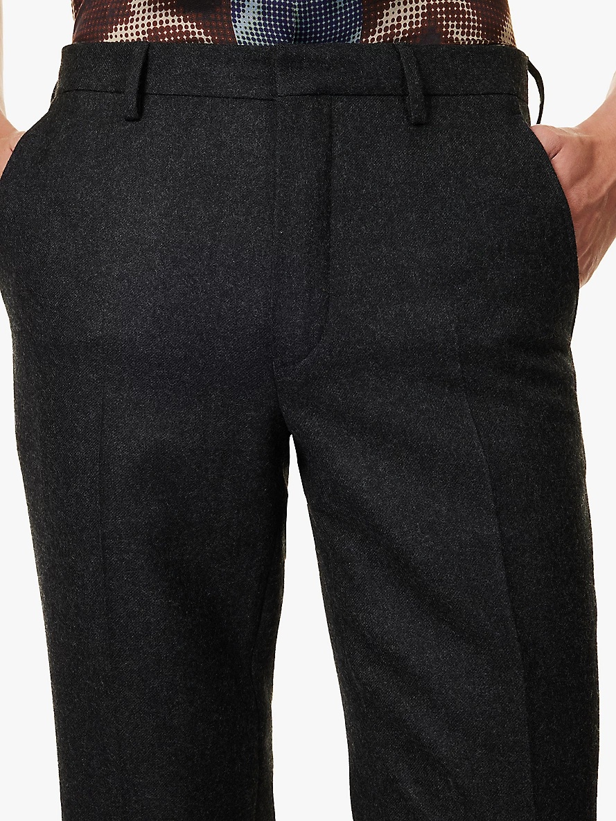 Regular-fit straight-leg wool trousers - 5