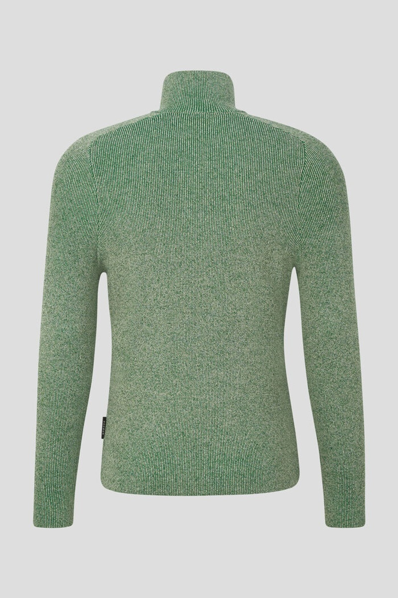 BOGNER Lennard Half-zip pullover in Green melange outlook
