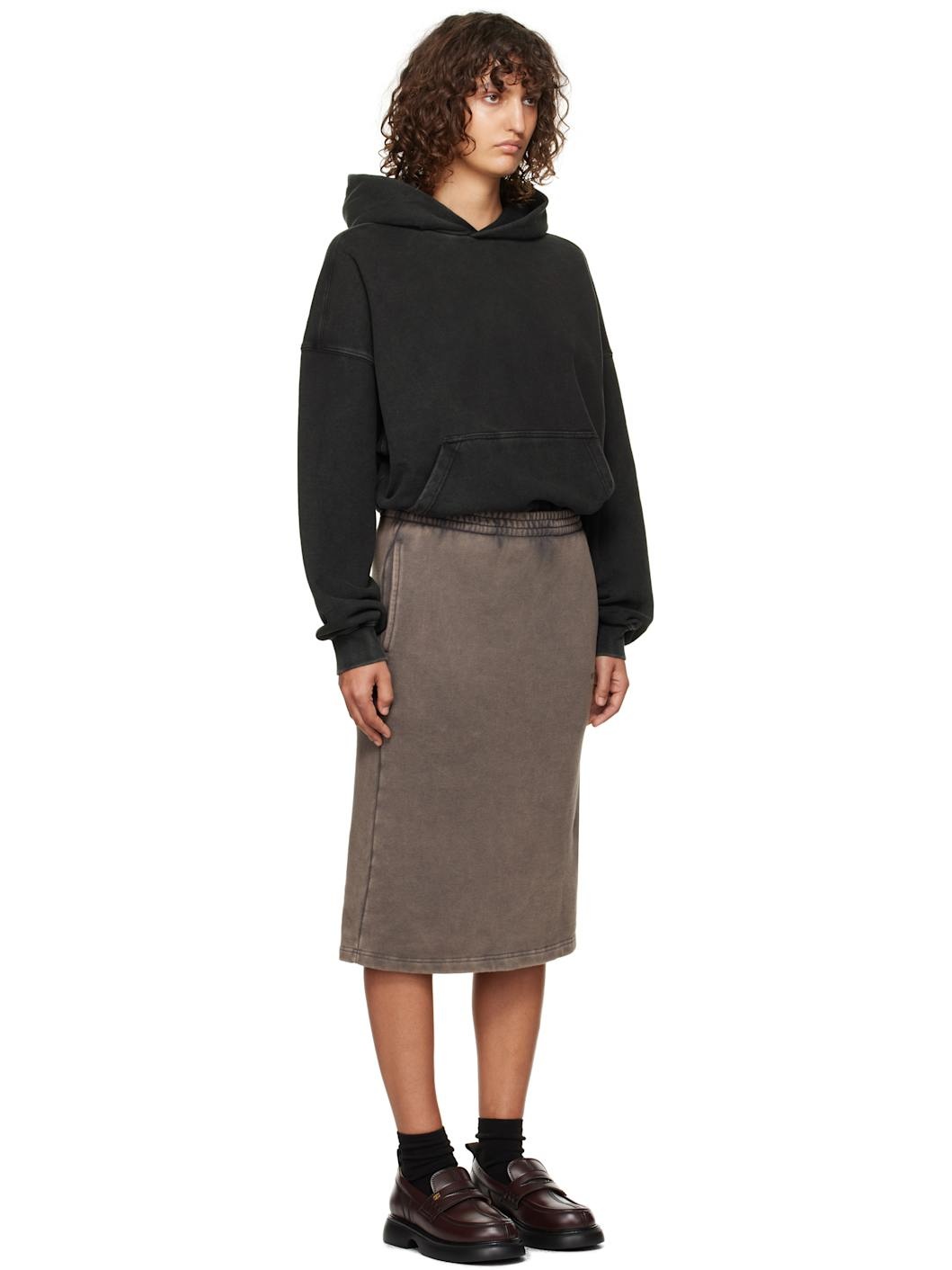 Black & Brown Layered Hoodie Midi Dress - 2