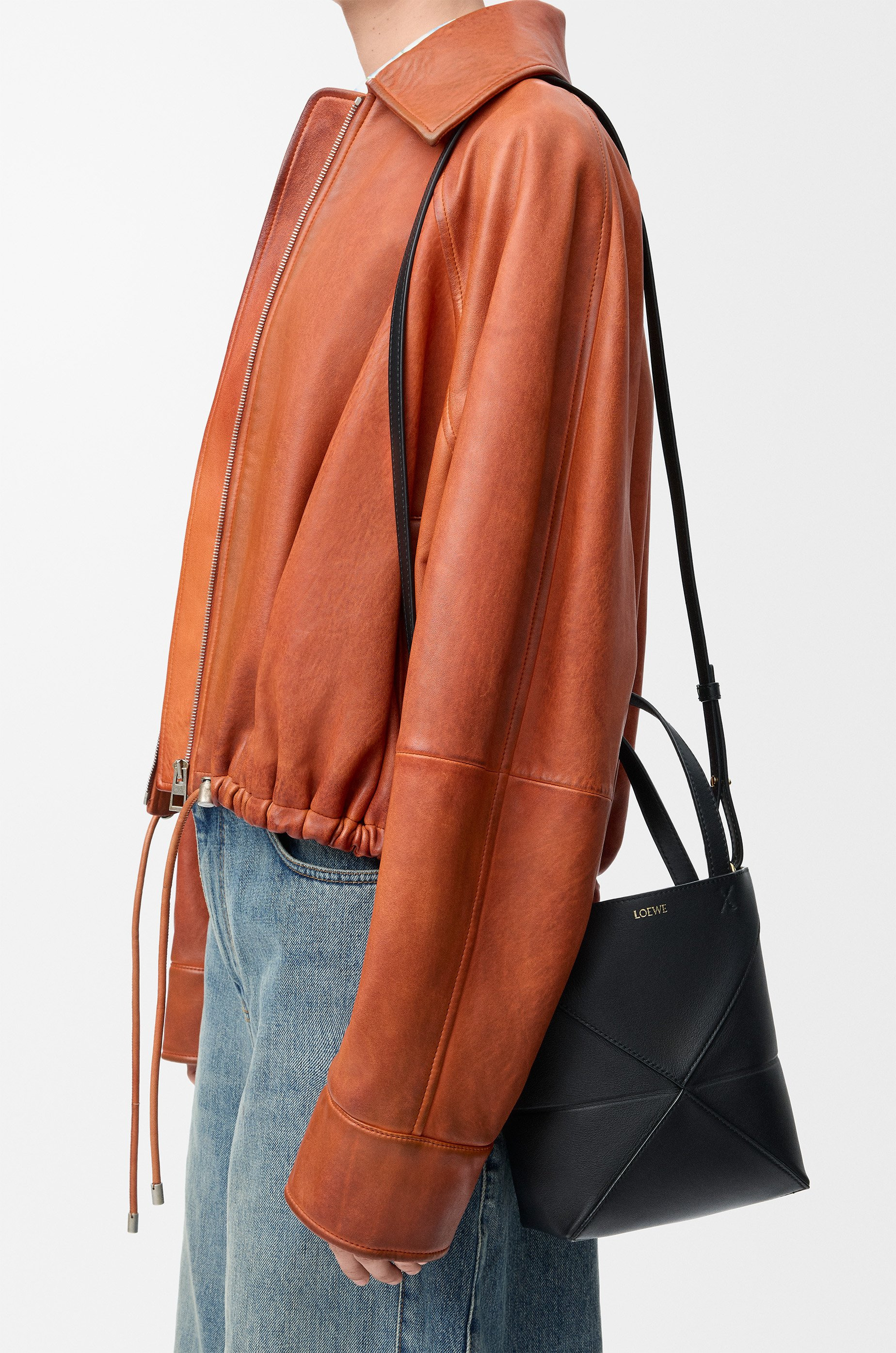 Mini Puzzle Fold Tote in shiny calfskin - 3