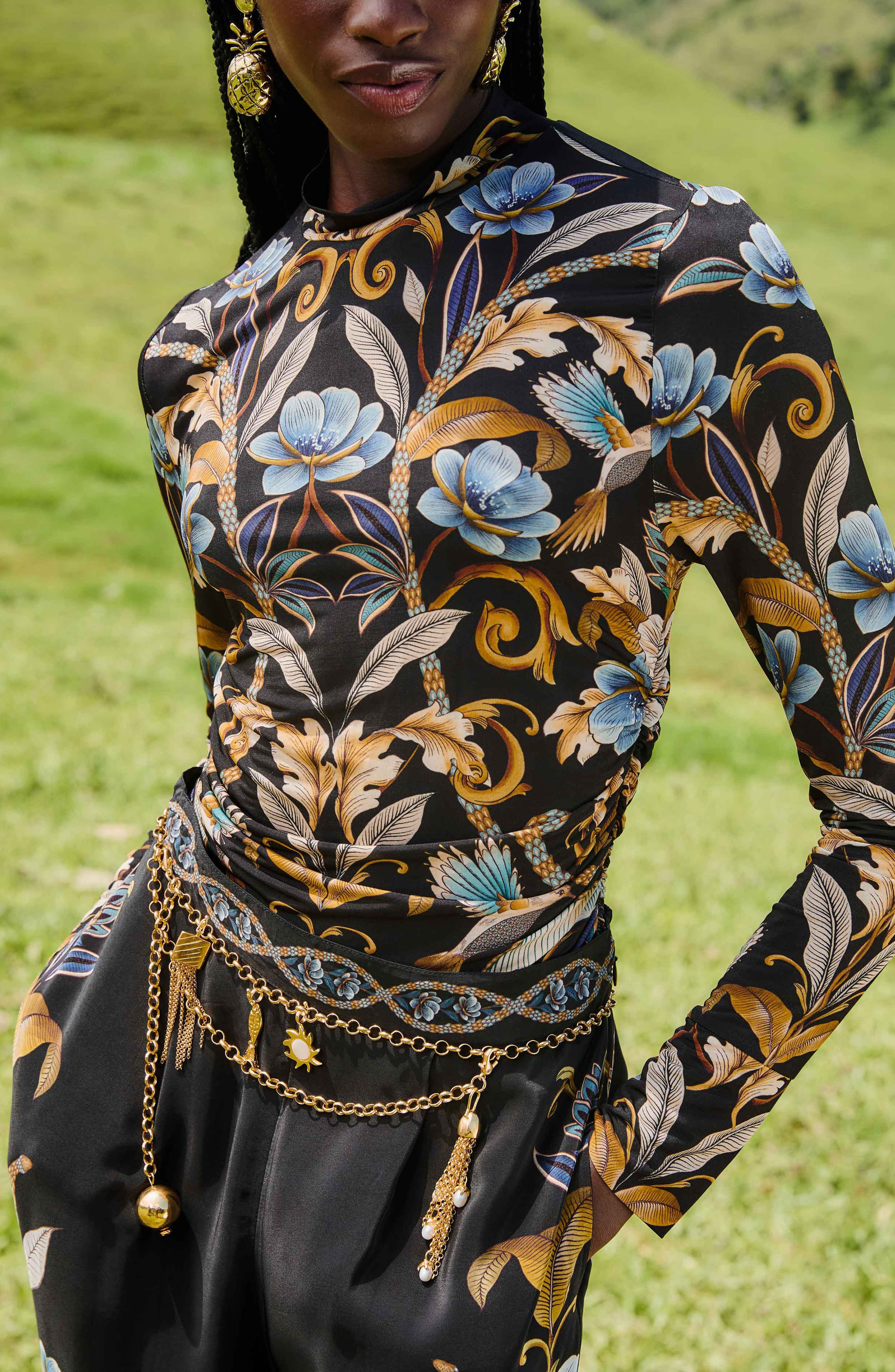 FARM Rio Snake Garden Black Jersey Top at Nordstrom - 4