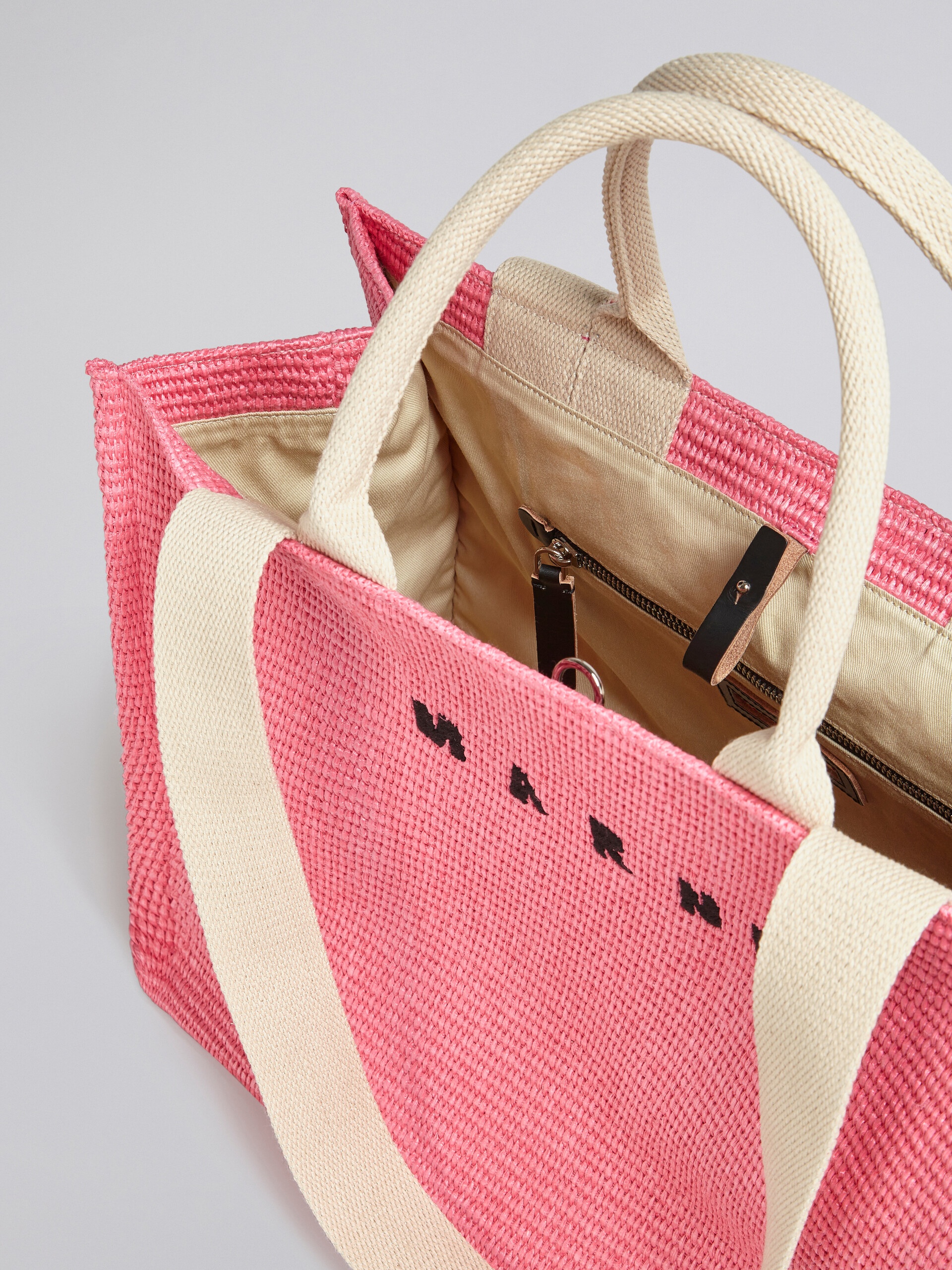 LARGE PINK RAFFIA TOTE BAG - 3