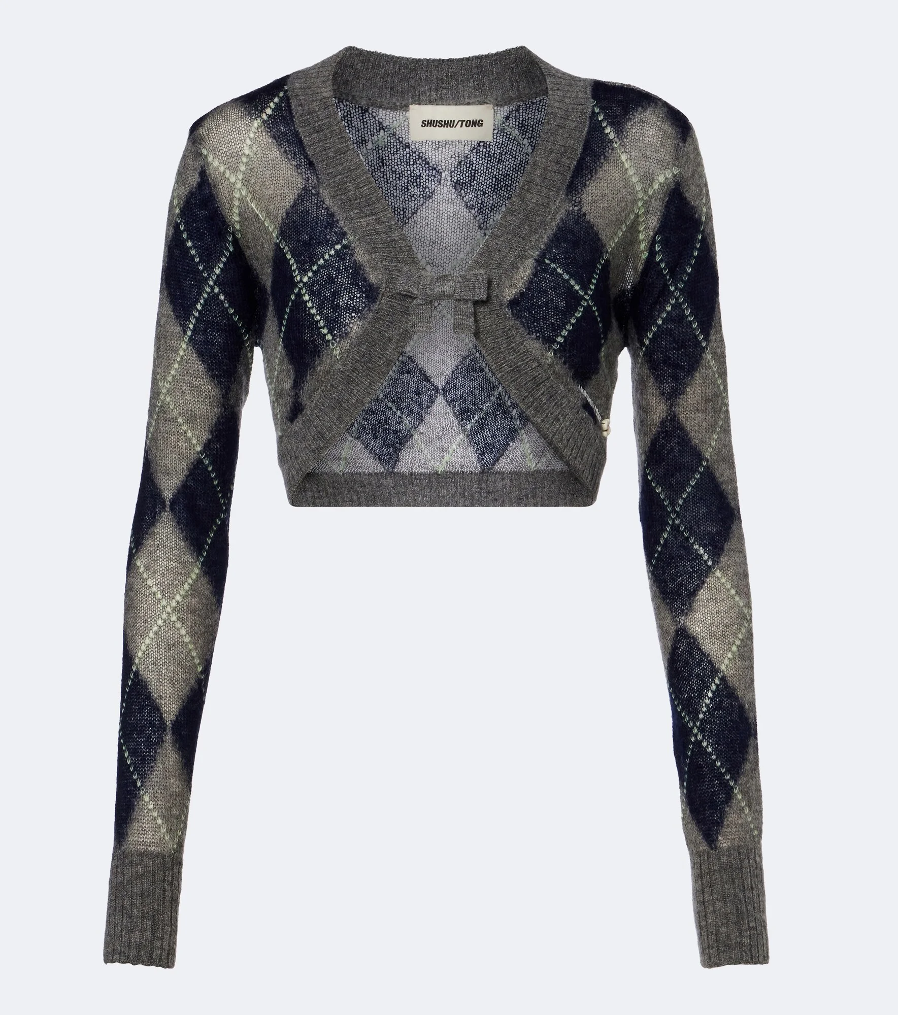 Argyle wool and mohair-blend cardigan - 1