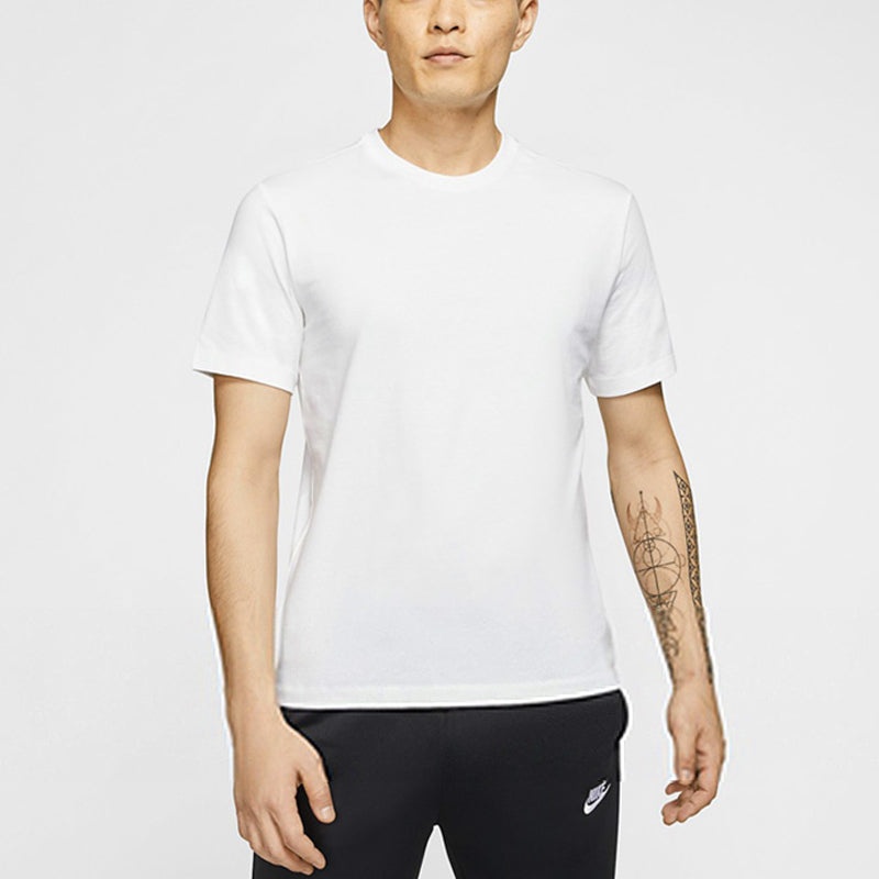 Men's Nike Solid Color Round Neck Pullover Sports Short Sleeve White T-Shirt BQ2971-100 - 3