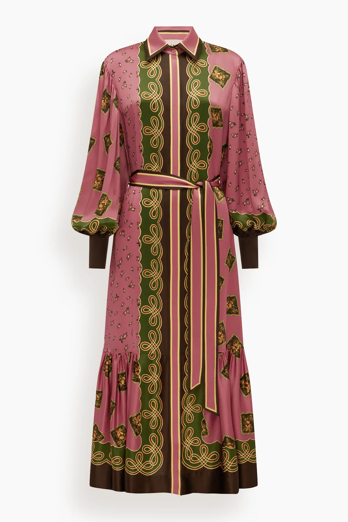 Lacey Silk Shirtdress in Dusty Pink - 1