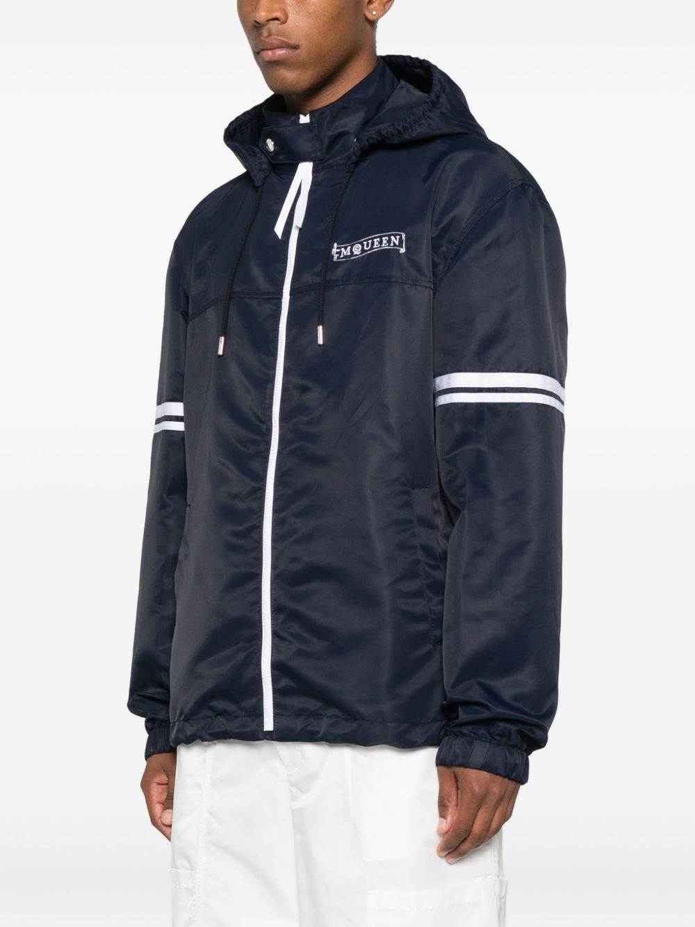hooded stripe-detail jacket - 3