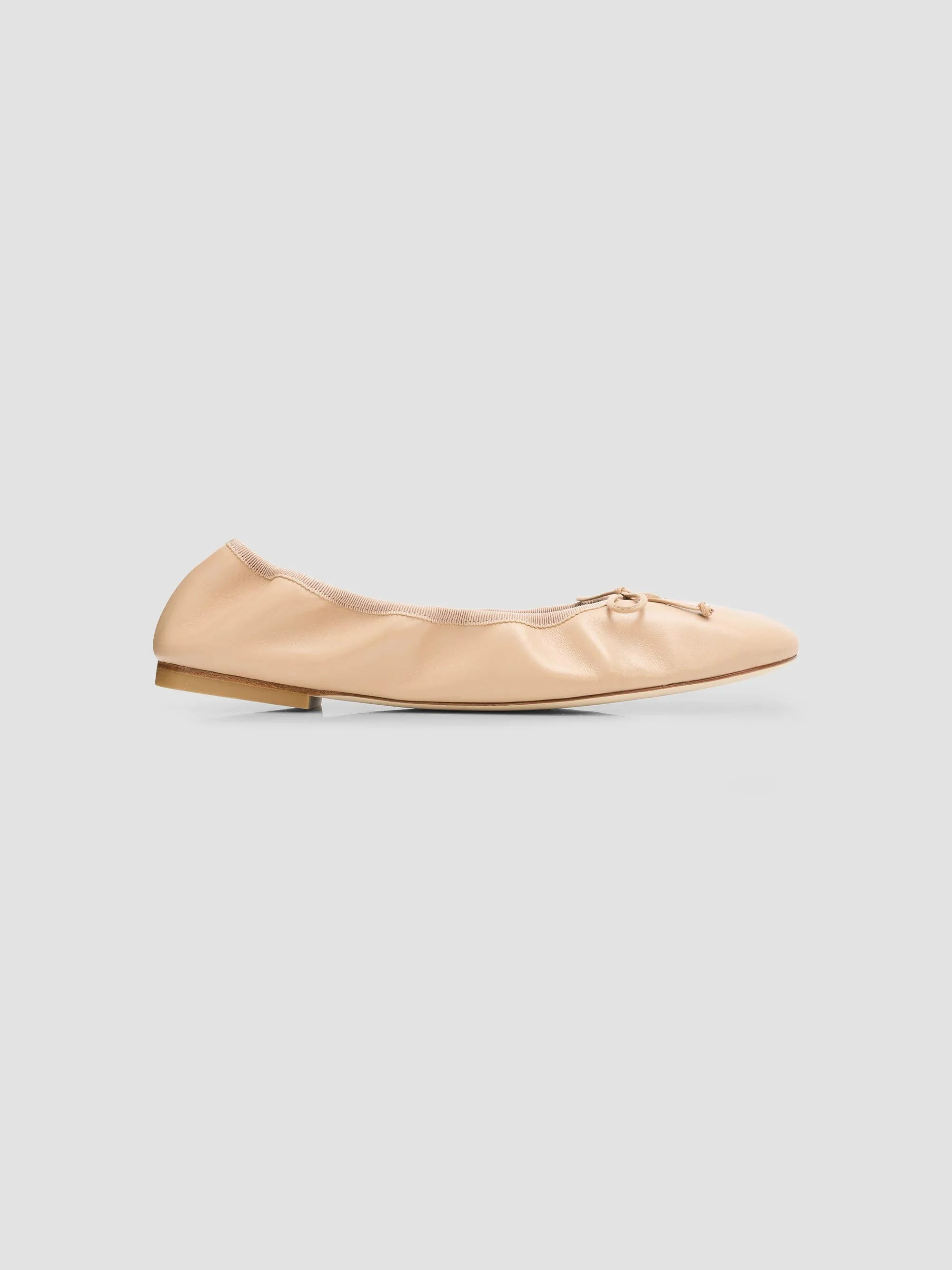 Women's Nia Ruched Leather Ballet Flats - Adobe - 1