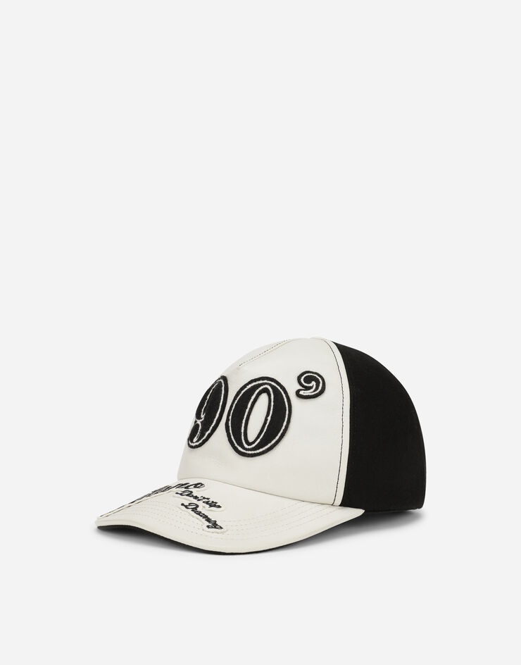 Baize and leather baseball cap with lettering - 1