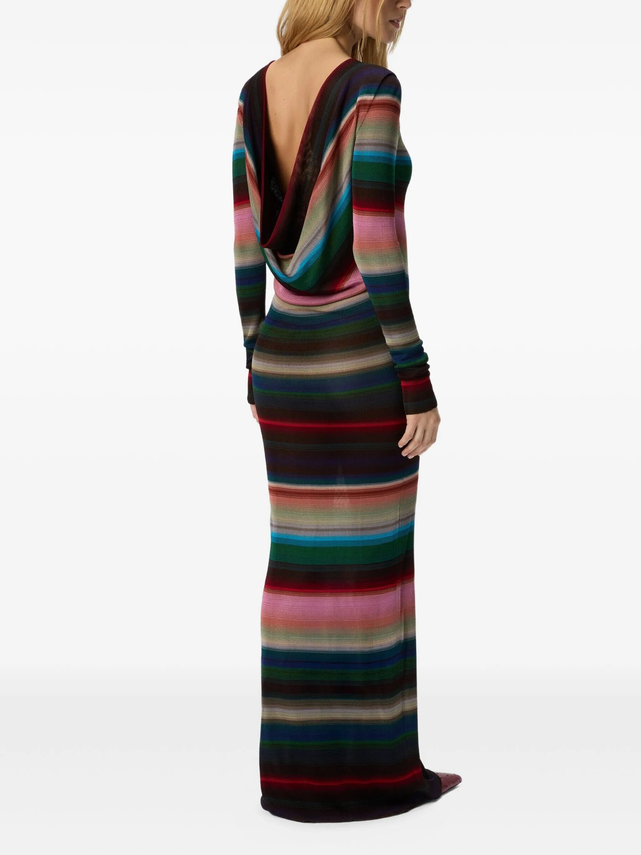 striped open-back maxi dress - 2