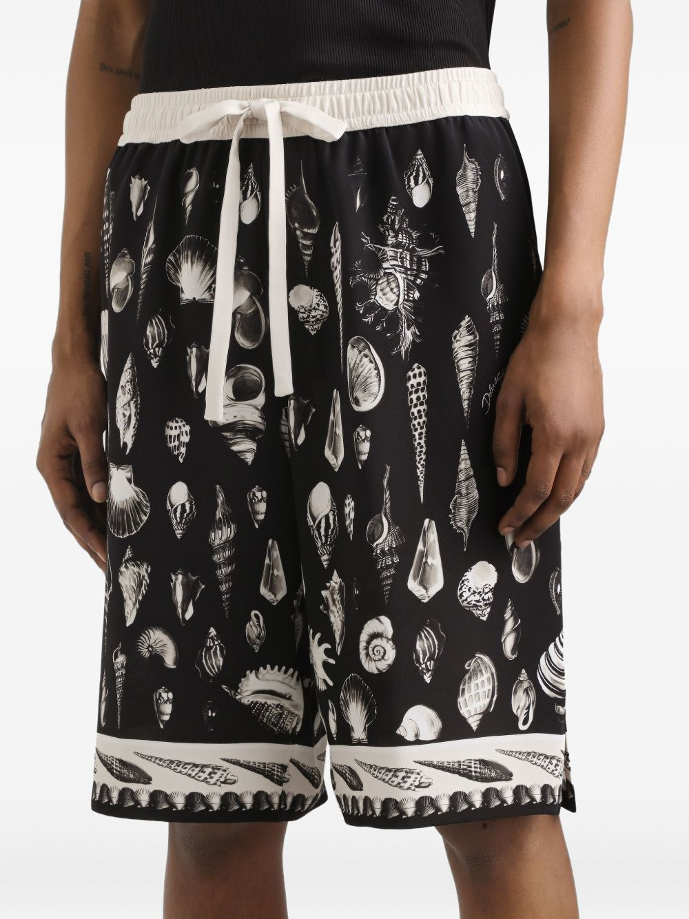 seashell-print drawstring shorts - 4