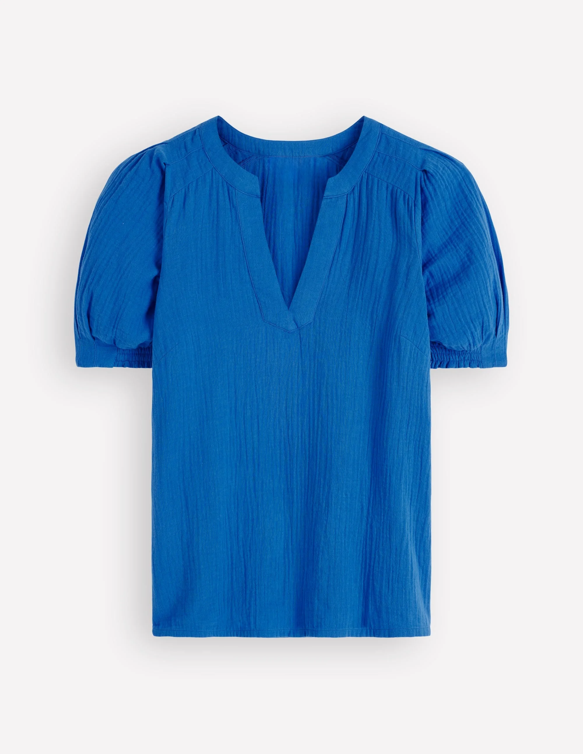 Pleat Detail Double Cloth Top-Bright Cobalt - 1