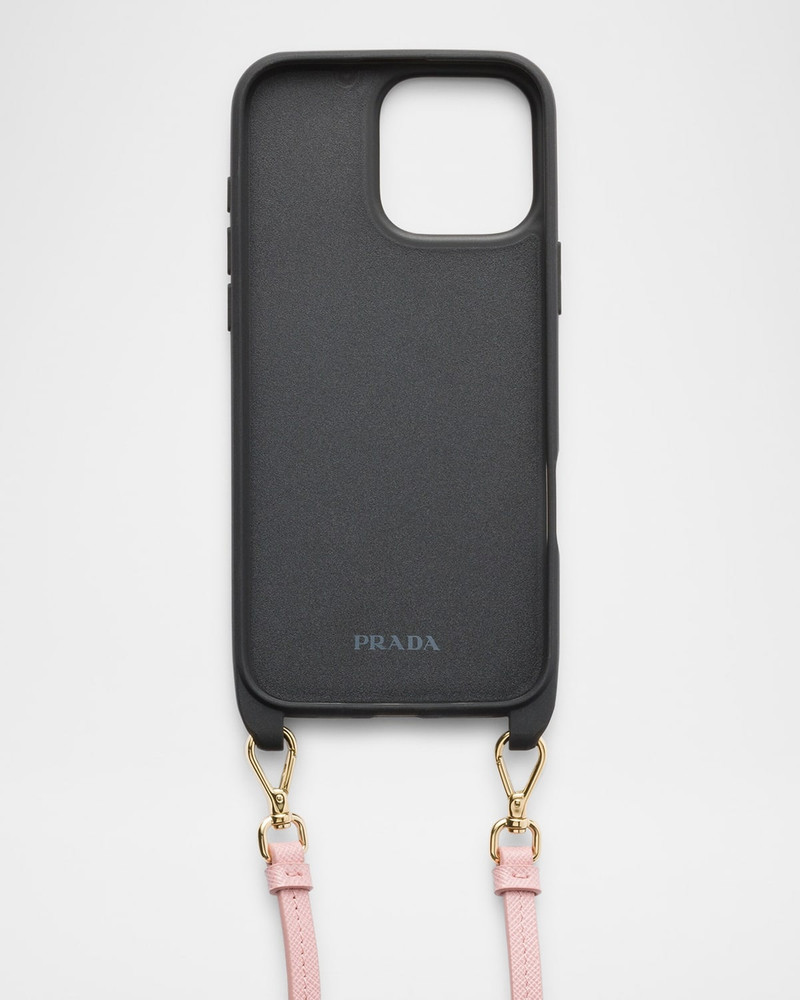 Prada Saffiano Leather Case for Iphone 16 Pro Max with Shoulder Strap outlook