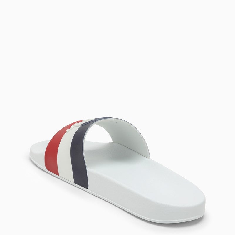 Moncler White Basile Slide With Tricolour Band And Logo Men - 4