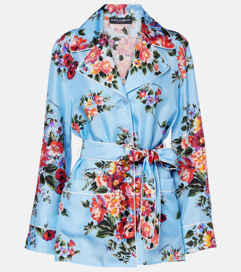Floral belted silk blouse 1