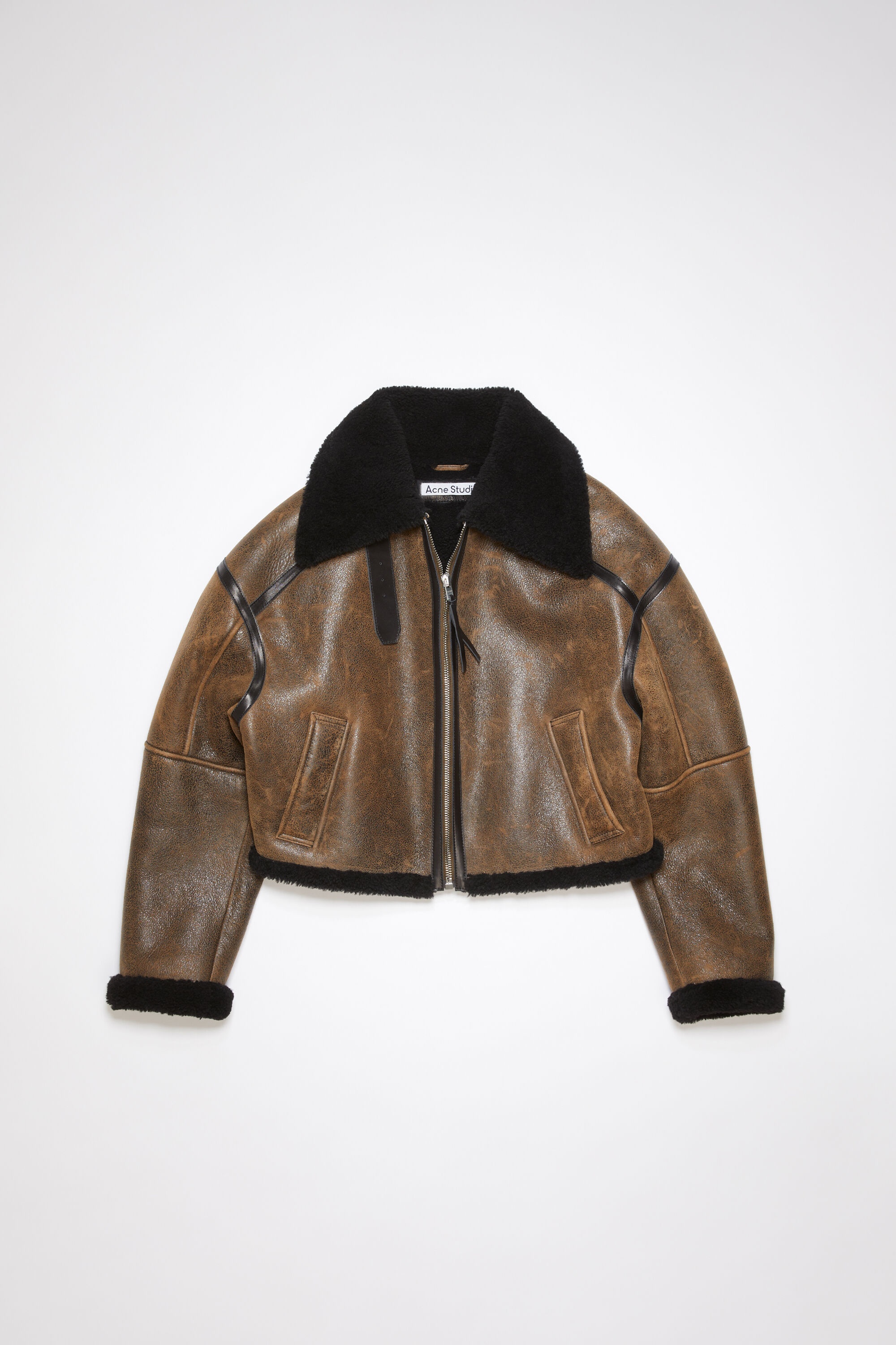 Shearling jacket - Dark brown/black - 7